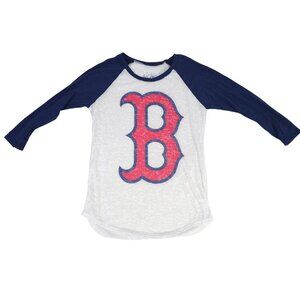 Boston Red Sox Touch By Alyssa Milano Raglan Baseball Tee XL Sheer Cotton Blend